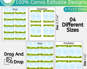 Place Card Template, Canva Editable Wedding Place Cards, Printable Flat & Folded Cards, Table Name Cards, Guest Name Cards, Instant Download