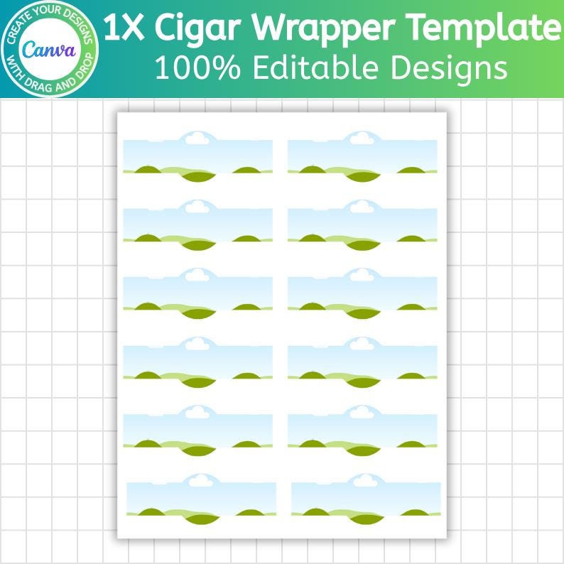 Cigar Wrap Template, Canva Editable Cigar Label, Cigar Band Template