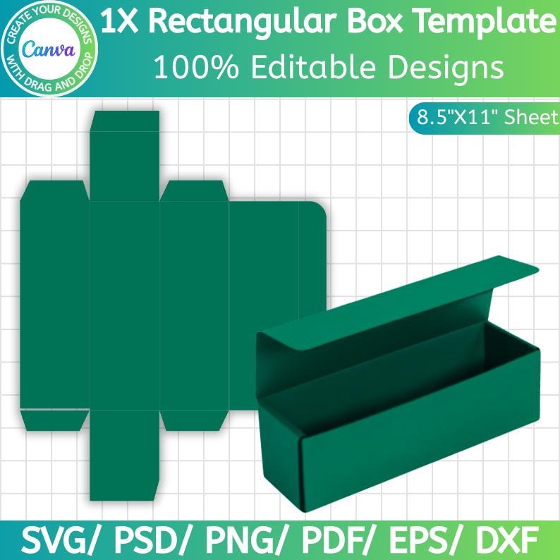 Rectangle Box Canva Editable Template, Rectangle Gift Box, Gift Box ...