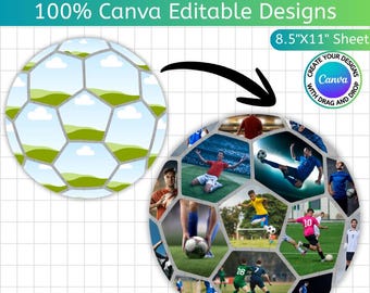 Editable Soccer Canva Frame Template, Custom Soccer Frame, DIY Soccer Photo Collage, Printable Sports Memory Board, Instant Download