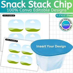 Snack Stack Chip Topper Template, Canva Editable Chip Can Label, Pringles Wrapper, Party Favor Chip Label, Add Your Image, Sublimation