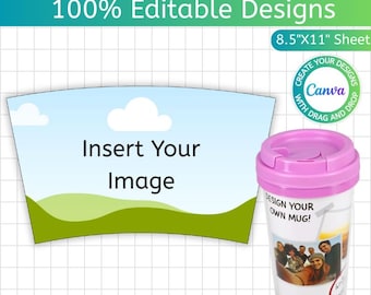 17oz Dollar Tree Travel Mug Template, Canva Editable Coffee Mug Template, Full Mug Wrap, Coffee Mug Sublimation Template, Instant Download
