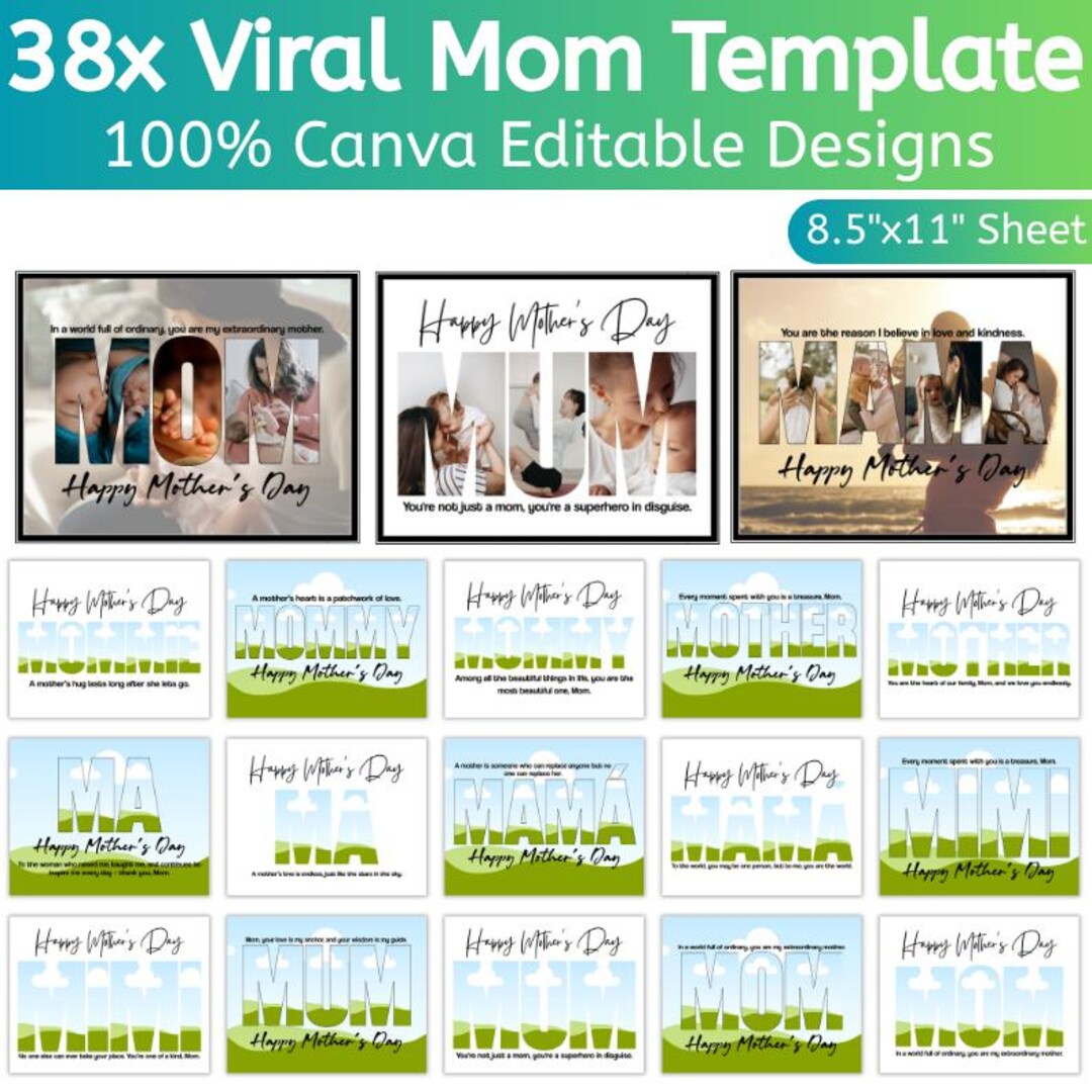 Viral Mom Bundle Template, Canva Editable Mothers Day Photo Collage ...