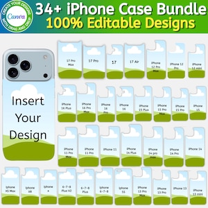 Phone Case Bundle Template, Canva Editable iPhone Case Sublimation Template, Smart Phone Template For 13,12,15,16 Pro Max, iPhone16 & 17