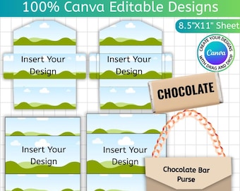 1.55oz Chocolate Bar Purse Template, Canva Editable Chocolate Bar Purse Template, Party Favor Chocolate Bar Purse Wrapper, Digital Download