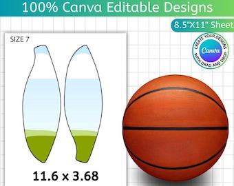 Sjabloon basketbalpaneel, Canva bewerkbare basketbal, lege sjabloon basketbal, aangepast basketbalpaneel, bal wrap foto, digitale download