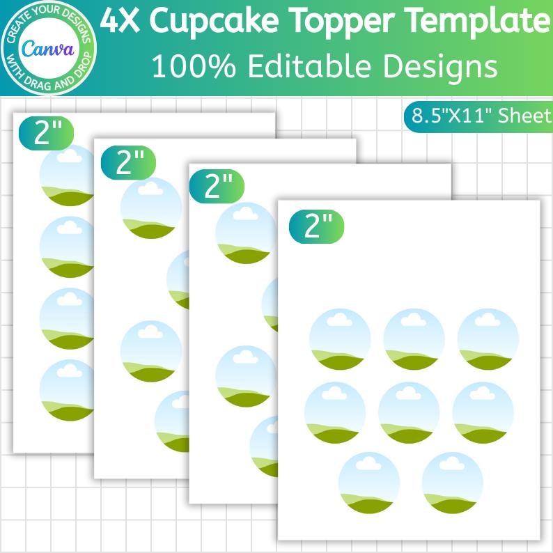 Cupcake Topper Canva Editable Template, Build Your Own Cupcake Toppers ...