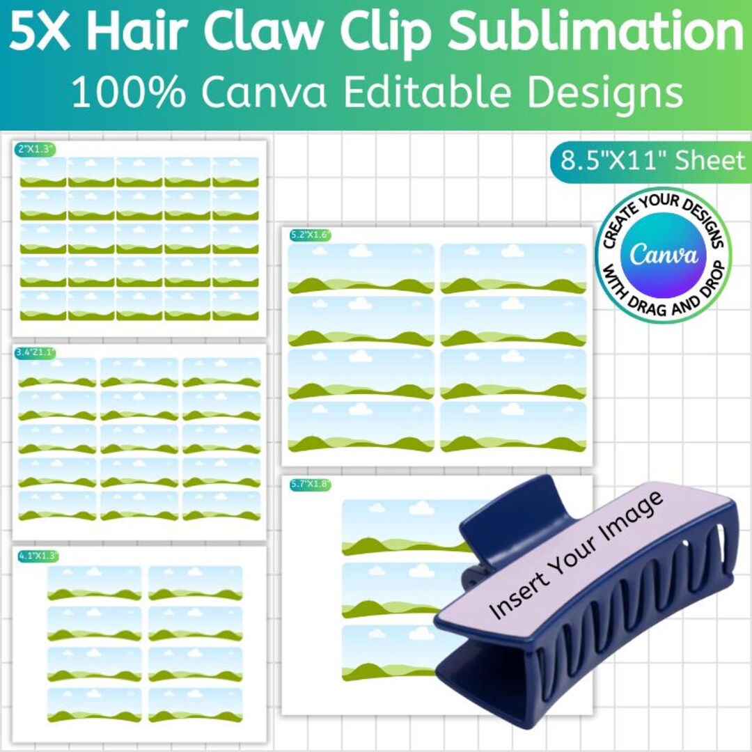 Hair Claw Clip Template, Canva Editable Hair Claw Sublimation, Hair ...