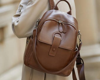 Women Backpack Purse, Stylish Leather Backpack Handbag, Casual Travel Bag, Elegant Everyday Mini Backpack