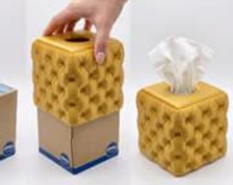 Tufted Tissue Box Cover STL File, Quilted Modern Bathroom Decor (Digital Download)