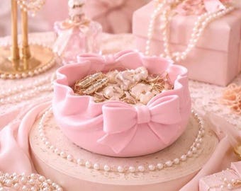 Coquette Ruffled Bowl STL, Bow Jewelry Dish, Vanity Organizer (Digital Download)