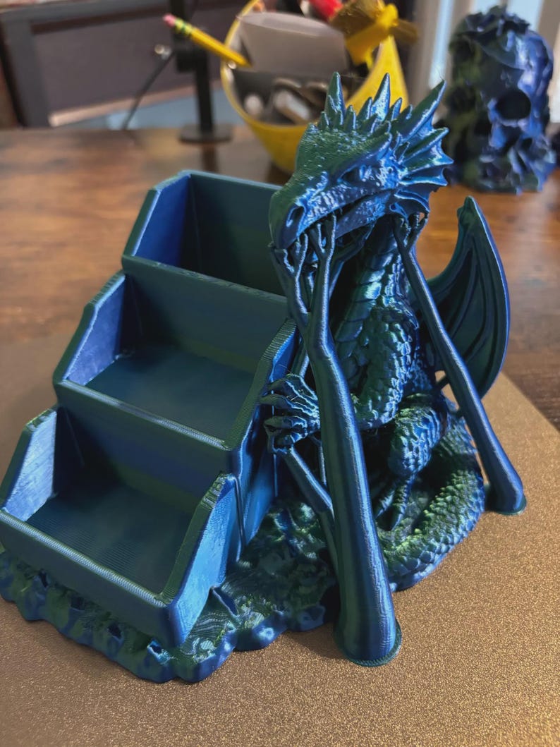 Arquivo STL para impressão 3D de organizador de dados de dragão, bandeja para dados de RPG, suporte para dados de Mahjong (Download digital) imagem 5
