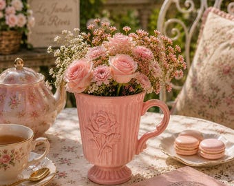 Rose Ornament Vase Cup STL | Vintage Floral Mug Vase (Digital Download)