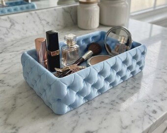 Quilted Vanity Tray STL File, Tufted Cosmetic Holder (Digital Download)
