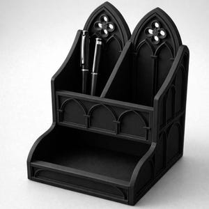 Gothic Cathedral Desk Organizer STL, Dark Academia Stationery Holder (Digital Download)