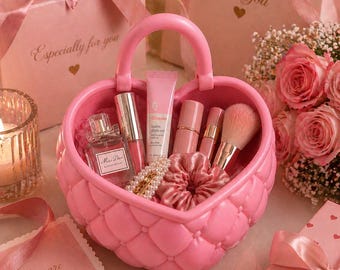 Quilted Heart Vanity Caddy STL | Coquette Makeup Organizer (Digital Download)