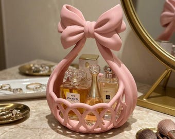 Coquette Bow Vanity Basket STL | Perfume Organizer, Jewelry Holder (Digital Download)