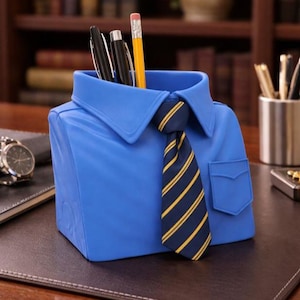 Suit & Tie Pen Holder STL and 3MF File, Father's Day Desk Organizer (Digital Download)