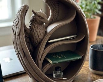 Gothic Griffin Desk Organizer STL File, Fantasy Griffin Display Shelf, Medieval Desk Organizer, Dark Academia Storage Decor