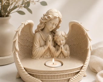 Praying Mother Child Angel Wing Candle Holder | Faith Inspired Spiritual Decor (Digital Download)