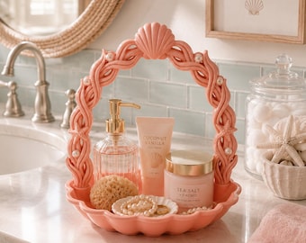 Coastal Shell Vanity Basket STL | Nautical Bathroom Organizer, Beach House Tray (Digital Download)