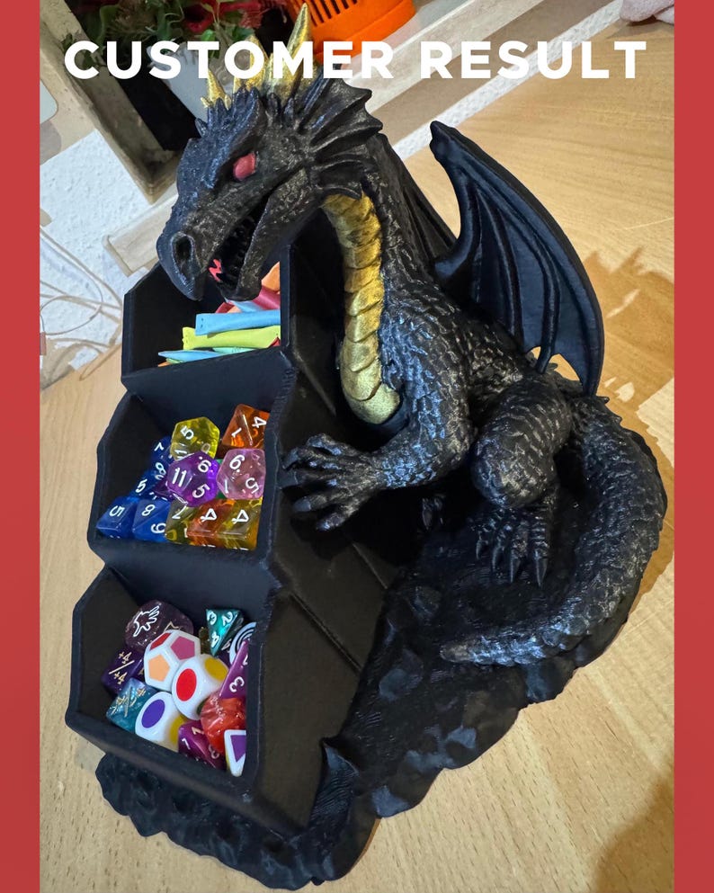 Arquivo STL para impressão 3D de organizador de dados de dragão, bandeja para dados de RPG, suporte para dados de Mahjong (Download digital) imagem 7