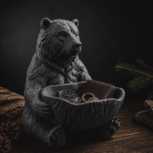 Grizzly Bear Catch-All Tray | Rustic Woodland Lodge Decor, Mahjong Dice Holder (Digital Download)
