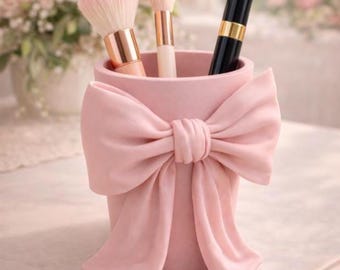 Coquette Bow Makeup Brush Holder STL, Girly Vanity Decor (Digital Download)