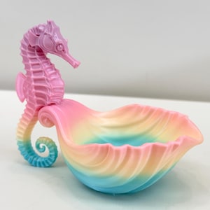Bandeja para joyas con forma de caballito de mar (archivo STL) / Bol para recoger conchas (impresión 3D) / Decoración oceánica (archivo STL) / Soporte para joyas de playa (archivo STL) / Bandeja de tocador costera