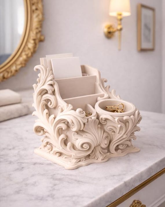 Baroque Desk Organizer STL, Rococo Vanity Decor (Digital Download)