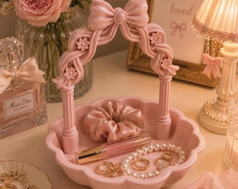 Coquette Bow Vanity Tray STL | Scalloped Jewelry Organizer (Digital Download)