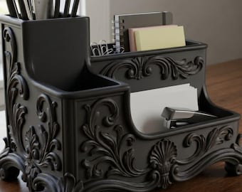 Baroque Desk Organizer STL – Rococo Pen Holder, Vintage Office Storage (Digital Download)