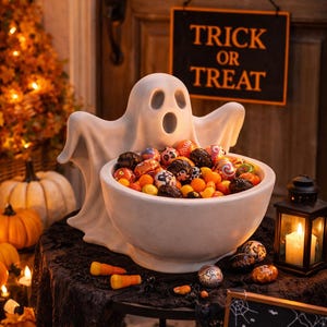 spooky ghost candy bowl halloween stl trick or treat decor