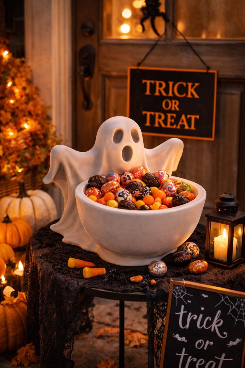 spooky ghost candy bowl halloween stl trick or treat decor