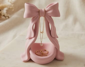 Coquette Bow Jewelry Stand STL, Necklace Holder Trinket Dish (Digital Download)