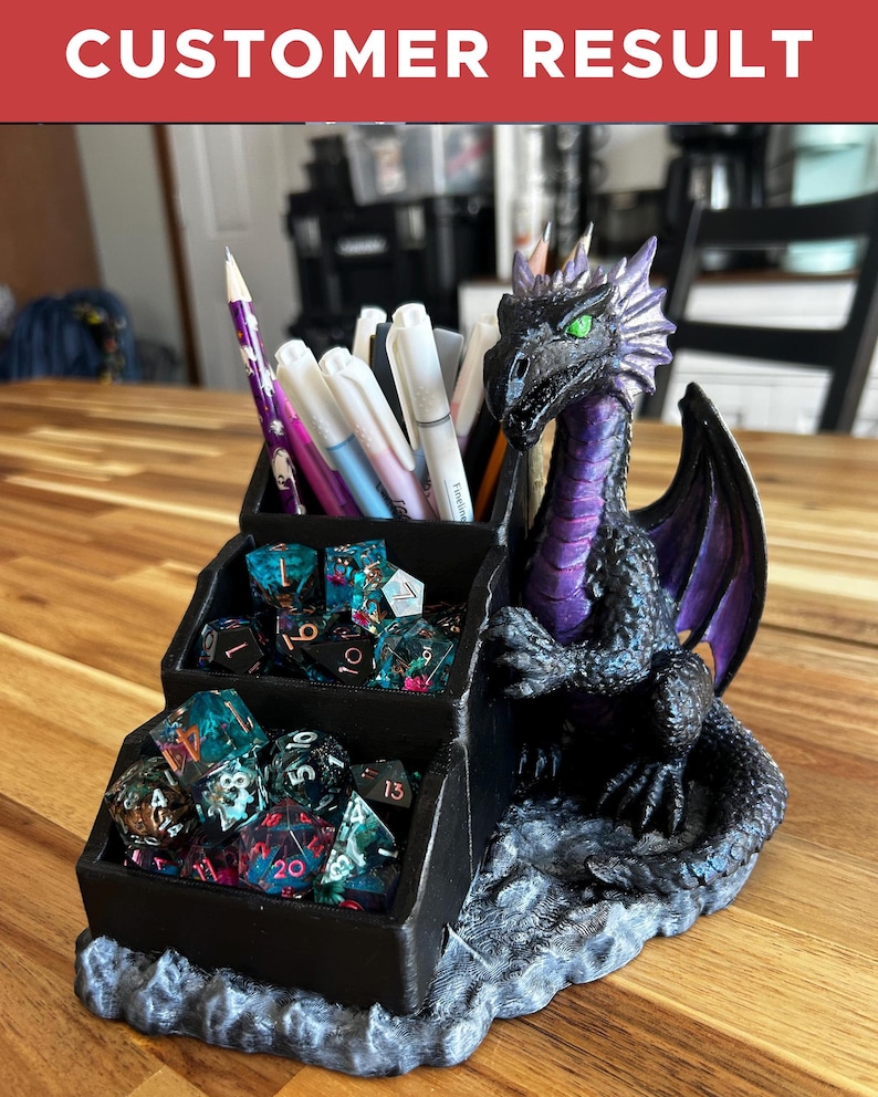 Arquivo STL para impressão 3D de organizador de dados de dragão, bandeja para dados de RPG, suporte para dados de Mahjong (Download digital) imagem 6