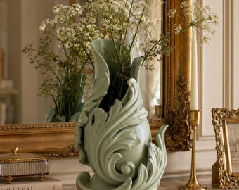 Rococo Leaf Vase STL | Baroque Acanthus Filigree Decor (Digital Download)