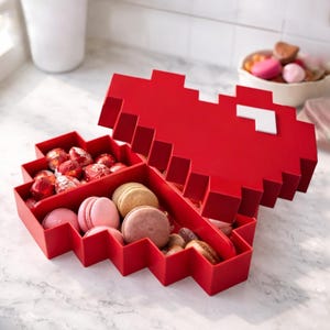 Pixel Art Heart Gift Box STL File, 3D Print Valentine's Gift (Digital Download)