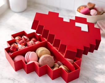 Pixel Art Heart Gift Box STL File, 3D Print Valentine's Gift (Digital Download)