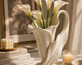 Organic Calla Lily Vase STL | Sculptural Pitcher, Modern Floral Vessel (Digital Download)