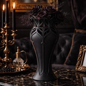 gothic vase 3d print black elegant vase dark aesthetic decor