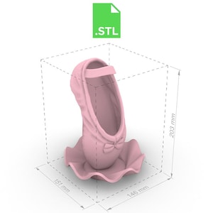 Ballet Shoe Vase STL | 3D Print, Balletcore Decor (Digital Download) image 11