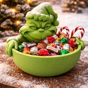 Grumpy Green Monster Bowl STL-bestand, kom voor vakantiesnack (digitale download)