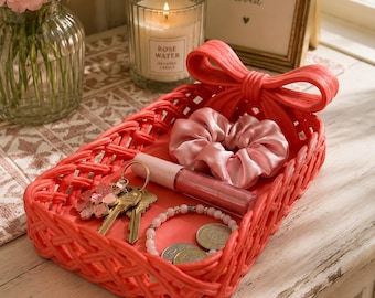 Coquette Bow Tray STL | Woven Catch-All Organizer (Digital Download)