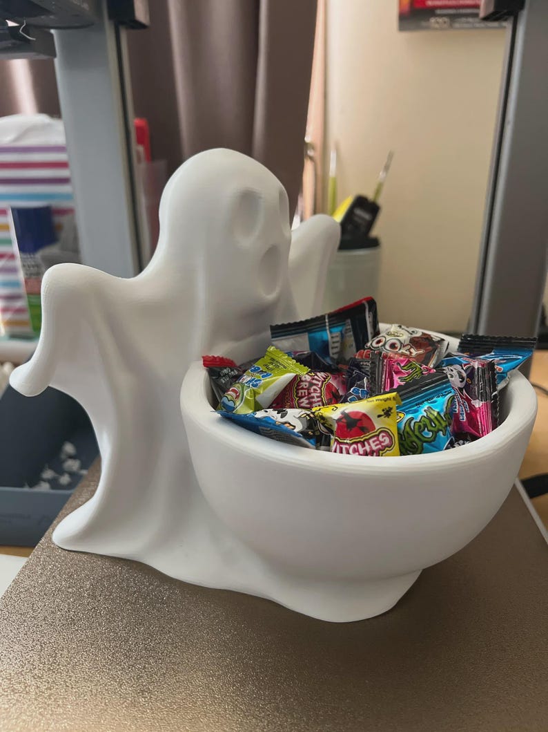 Spooky Ghost Candy Bowl STL, Halloween Treat Holder 3D Print File image 2