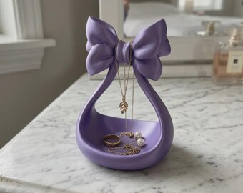 Coquette Ribbon Bow Jewelry Stand STL, Catchall Tray, 3D Printable Vanity Organizer (Digital Download)