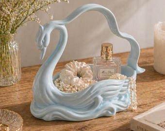 Elegant Swan Organizer Basket | Bathroom Vanity Storage Decor (Digital Download)