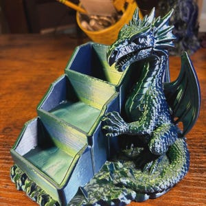 Arquivo STL para impressão 3D de organizador de dados de dragão, bandeja para dados de RPG, suporte para dados de Mahjong (Download digital) imagem 2