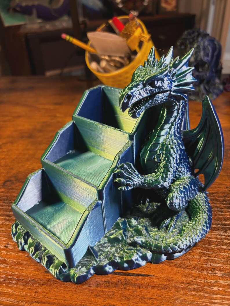 Arquivo STL para impressão 3D de organizador de dados de dragão, bandeja para dados de RPG, suporte para dados de Mahjong (Download digital) imagem 2