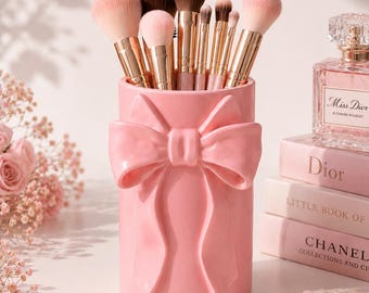 Coquette Bow Makeup Brush Holder STL | Feminine Vanity Organizer (Digital Download)